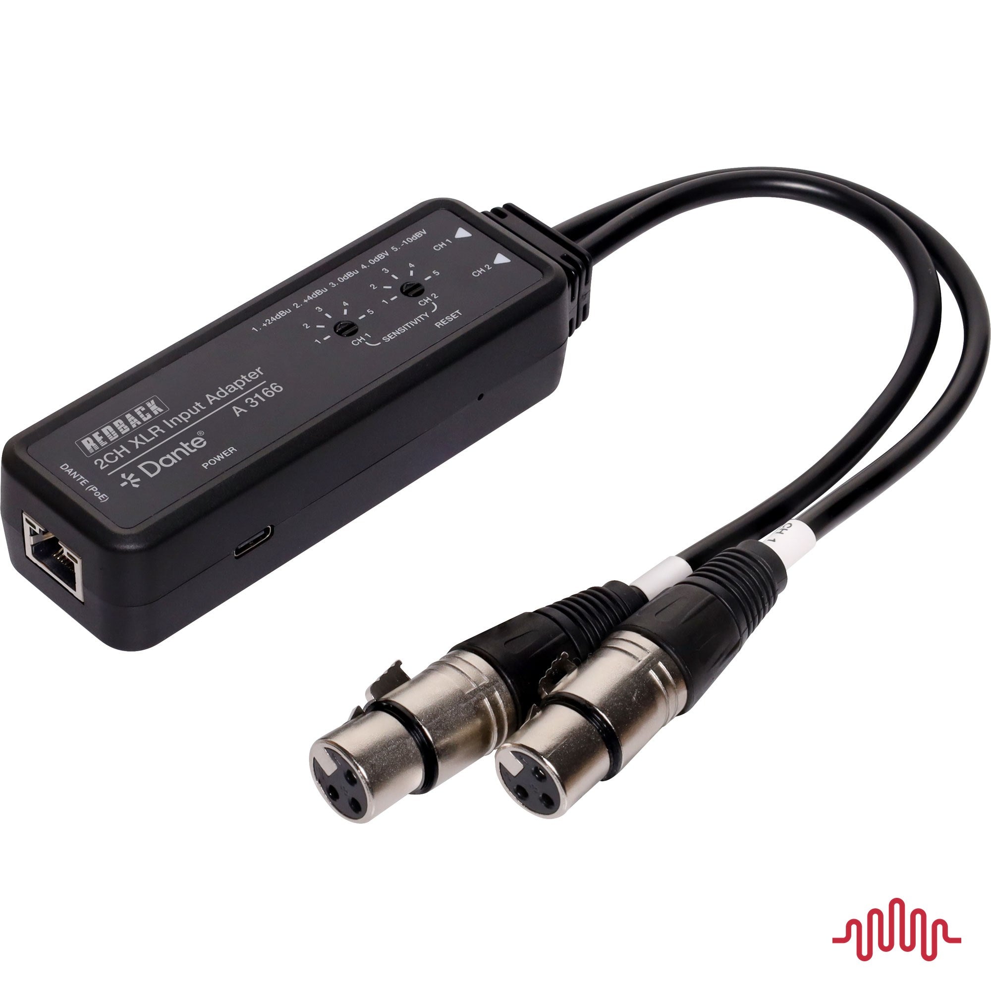 Redback A3166 2 channel XLR input to Dante output adapter