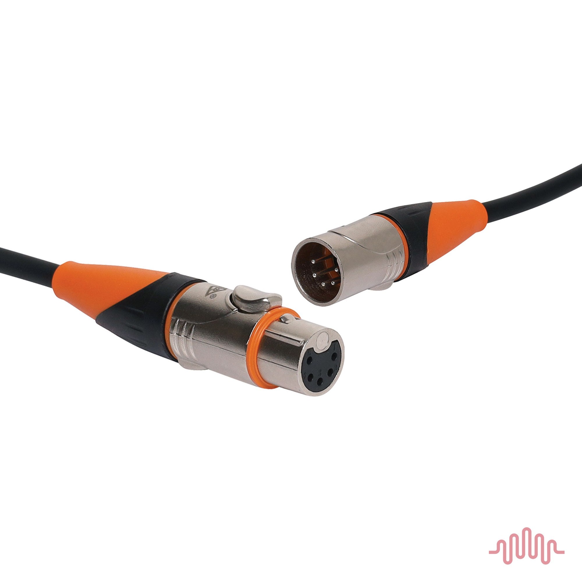 Redback PD0928 2m 5-pin IP65 DMX female-to-male cable with nickel XLR-style connectors